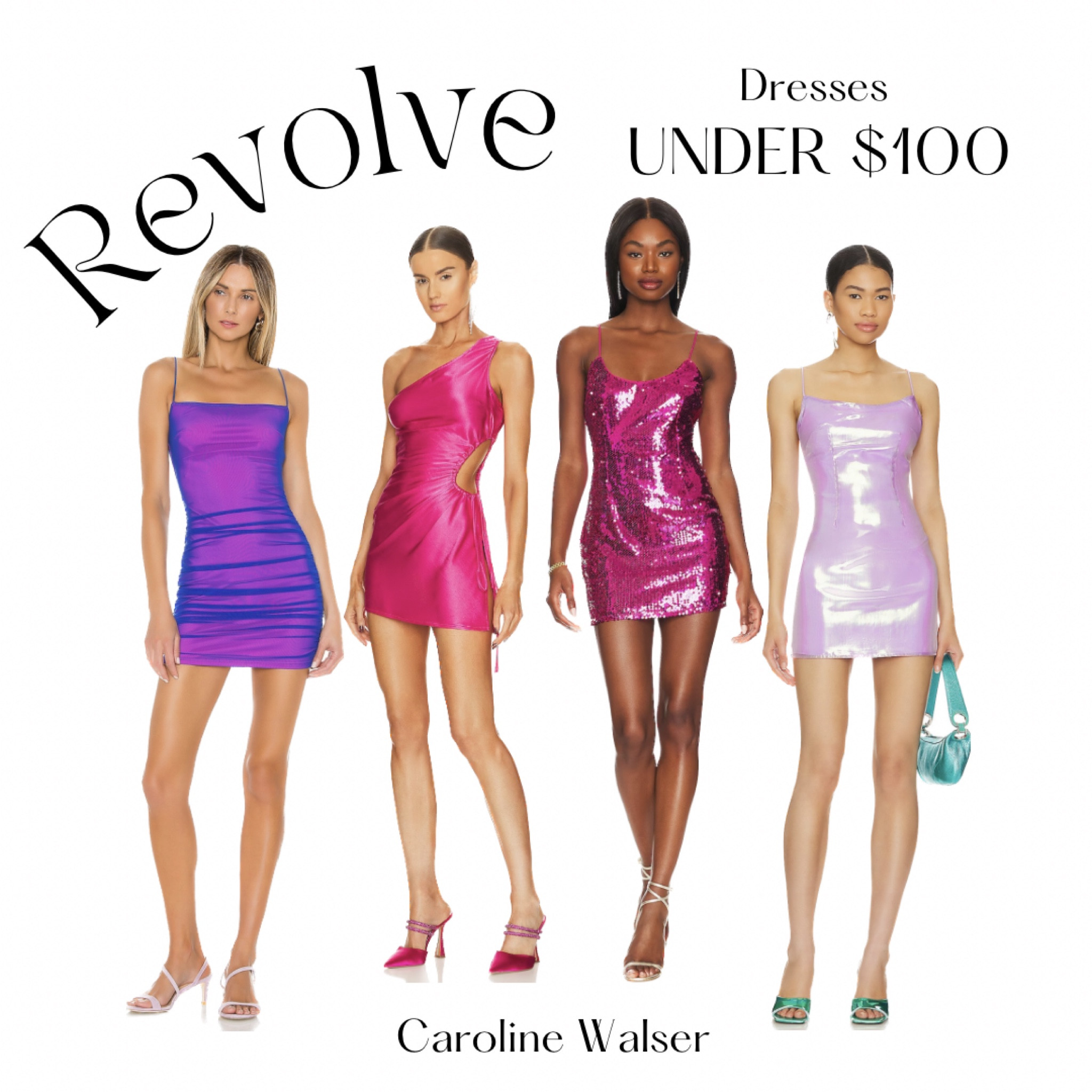 Revolve-  Under $100 bachelorette vibes! Pink encouraged 

These fun options would be great for a bachelorette party with all the glitter on pink night. 

#pink #PinkNight #GNO #BachloretteParty #ErasTour #Tswift #cocktail #PartyDress #clubdress #Club #GirlsNight #Summer #SummerStyle #BachStyle 

#LTKunder100 #LTKSeasonal #LTKstyletip