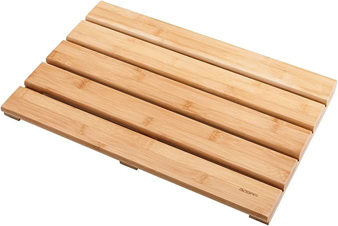 GOBAM Bamboo Bath Mat, Small, 19.7 x 13 x 1.3 inches - Non-Slip Floor Mat for Spa, Sauna, Kitchen... | Amazon (US)