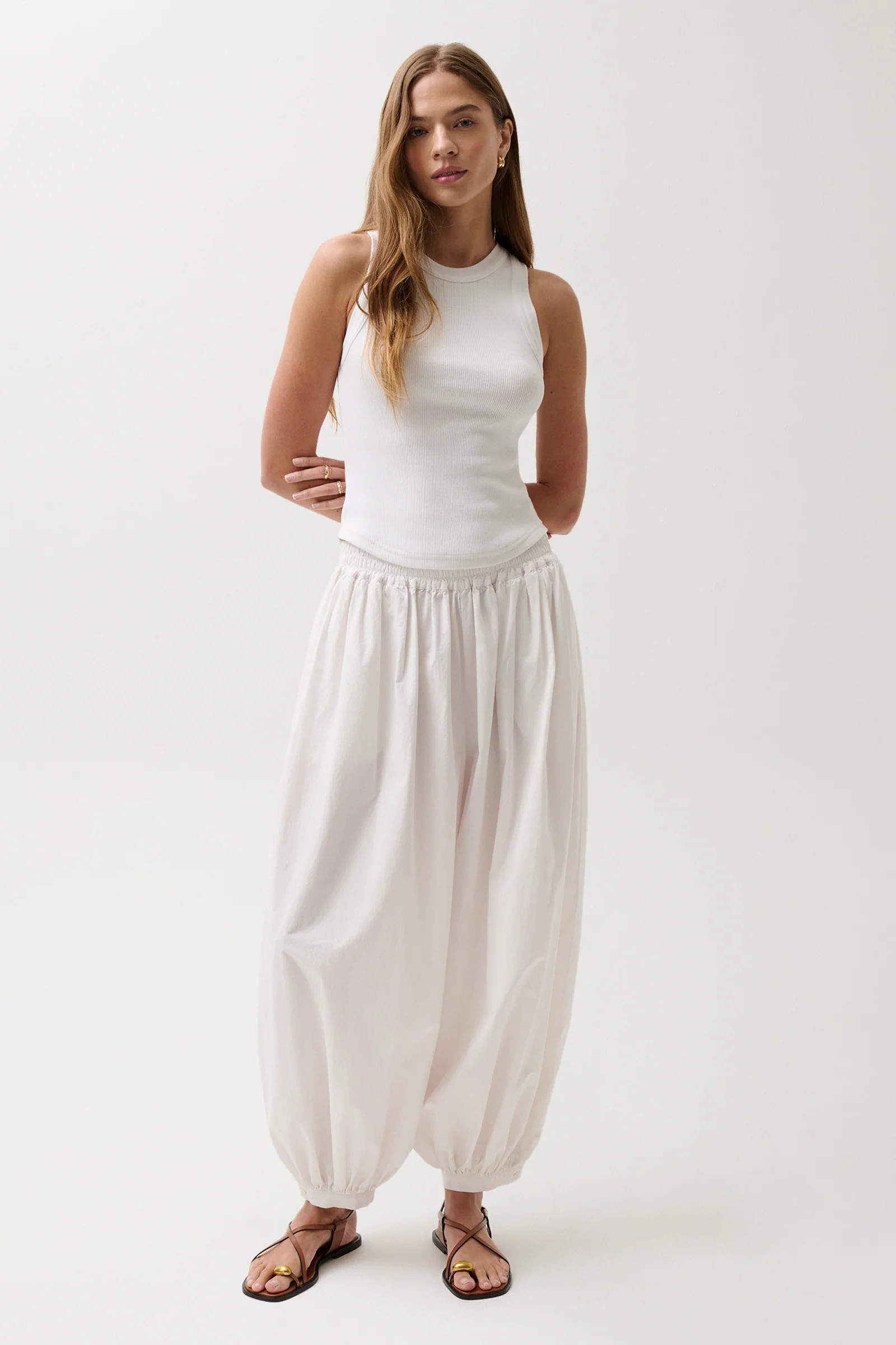 Liya Poplin Balloon Pant - Le Blanc | Pistola Denim