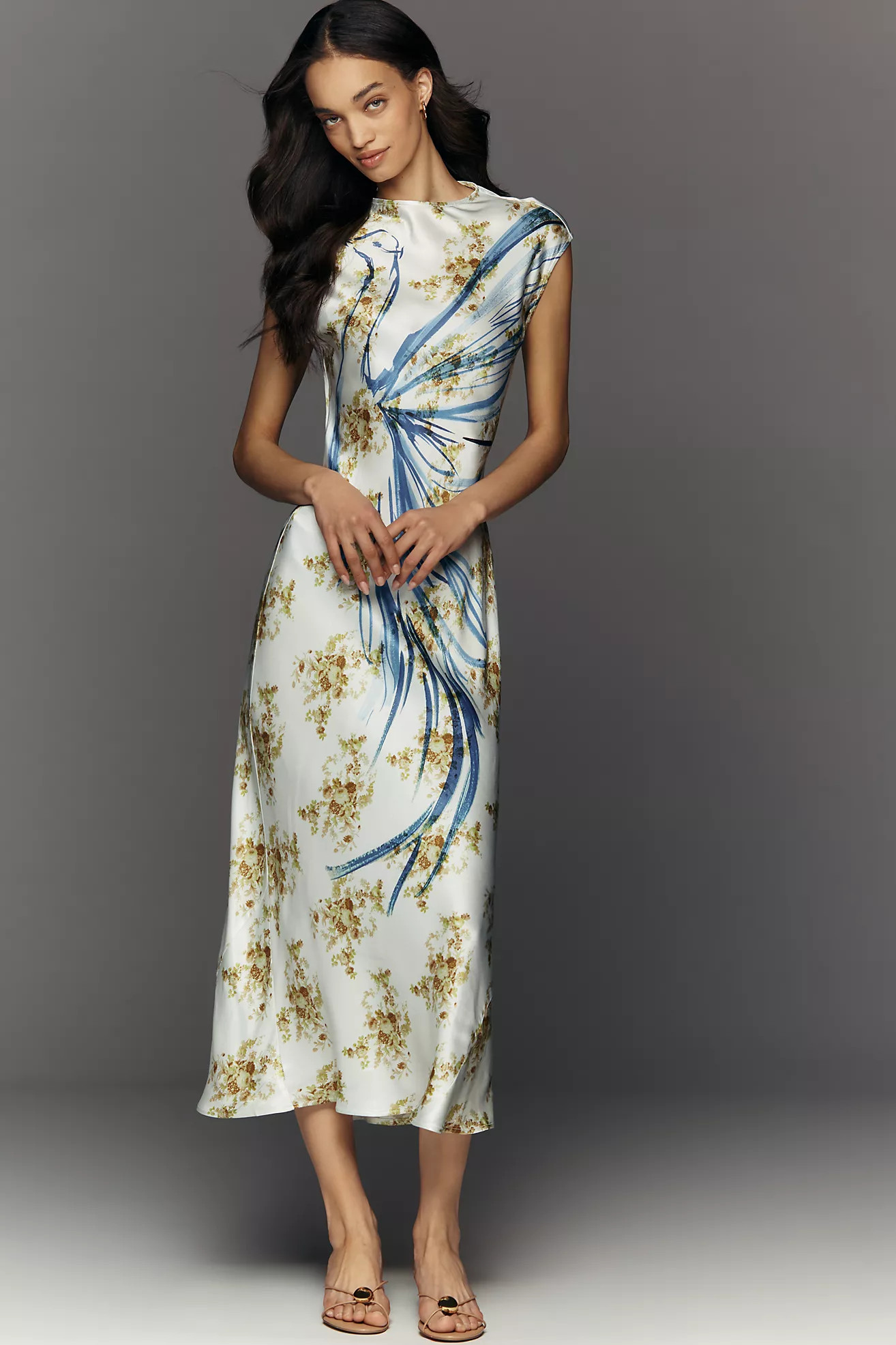 Maeve Mock-Neck Midi Slip Dress | Anthropologie (US)