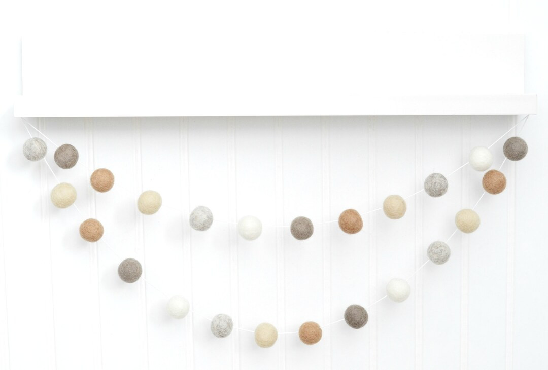 Gender Neutral Felt Ball Garland Woodland Nursery Decoration - Etsy | Etsy (US)