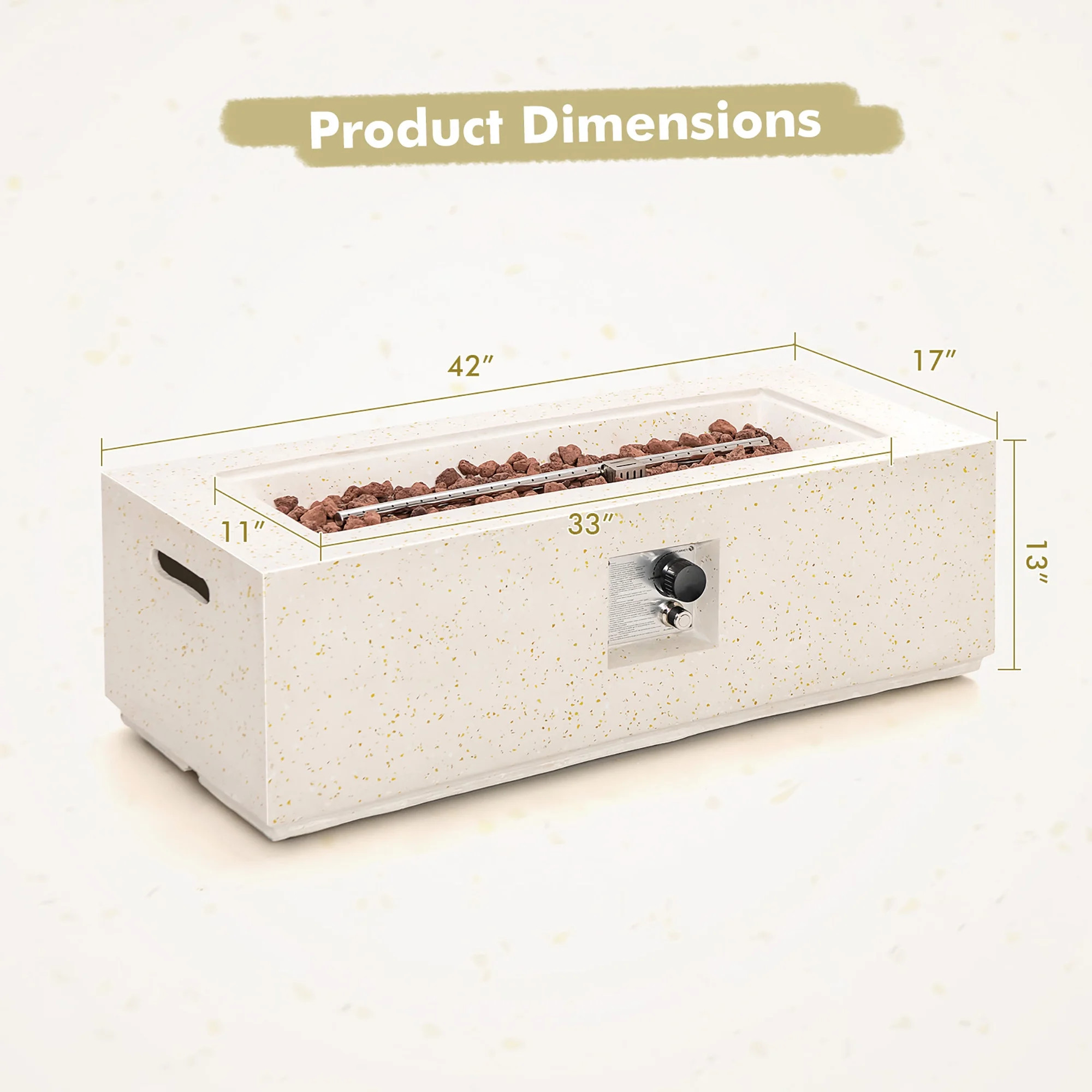 Costway 42'' Terrazzo Fire Pit Table 50,000 BTU Rectangle Propane Fire Pit with PVC Cover | Walmart (US)