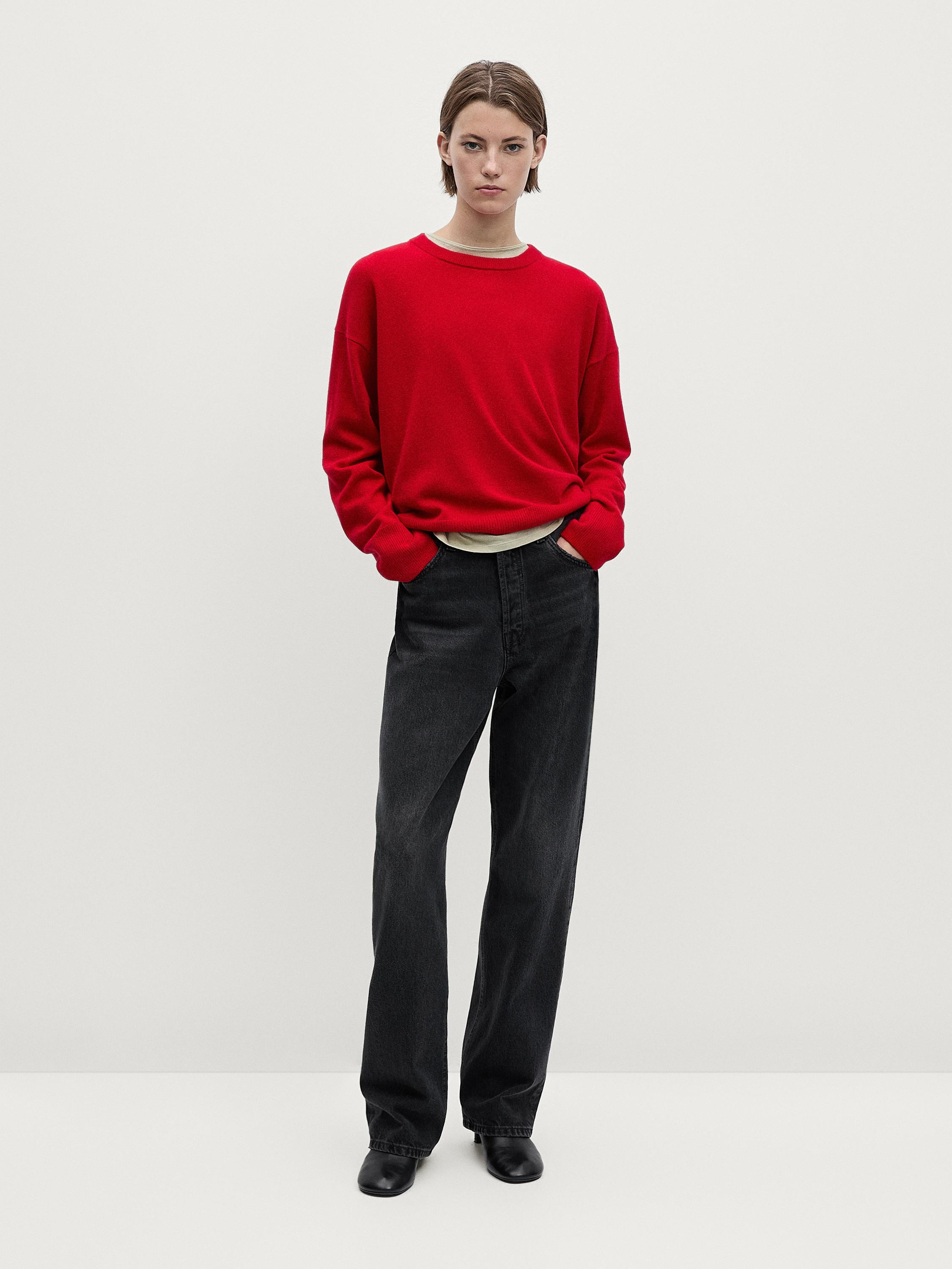 Straight-Fit-Jeans im Washed-Look mit hohem Bund | Massimo Dutti DE