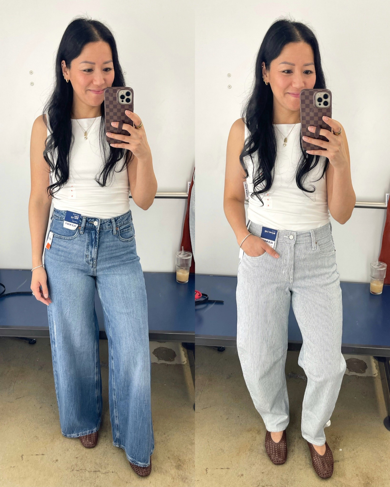 Size small tank
Size 4 regular jeans (I also tried on size 2 petite and 2 regular and the 4 regular ended up coming home with me 🙂).
Size 4 barrel jeans (these are a full length on me)
Sized down 1/2 in flats


#LTKSaleAlert #LTKOver40 #LTKSeasonal