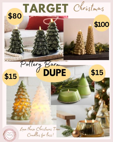 Target Christmas for less. Pottery Barn Dupe. Holiday decor for less.  Christmas tree candles. Flickering Flameless Tree Candle. Tree electroplated metallic finish holiday candle. 

#LTKsalealert #LTKSeasonal #LTKHoliday