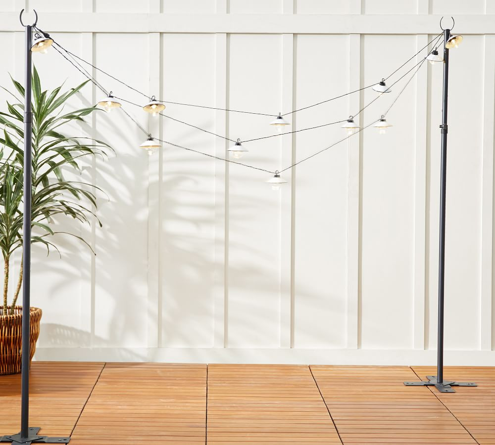 Outdoor Standing String Light Posts, Set of 2 - Black | Pottery Barn (US)