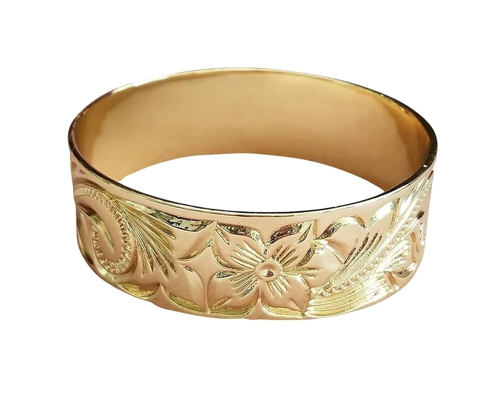 25mm Gold Plated Hawaiian Bangle Bracelet | Amazon (US)