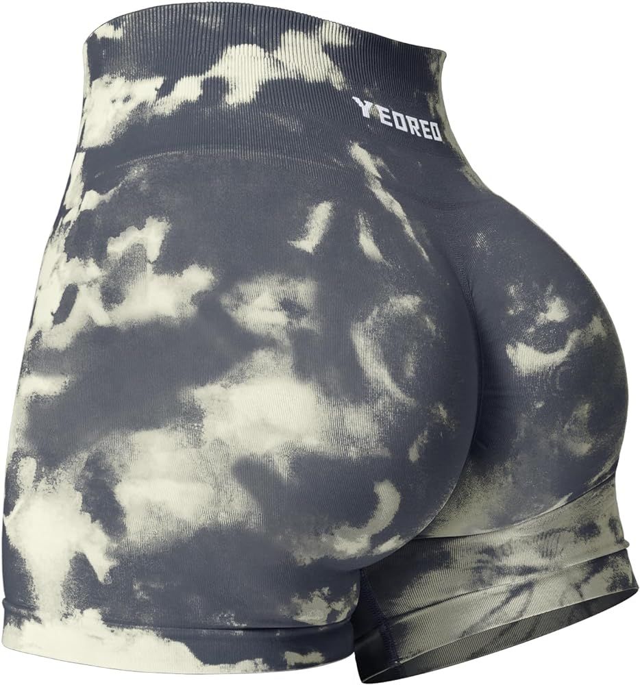 YEOREO Scrunch Workout Shorts Butt Lifting Jada Shorts Tie Dye Seamless Gym Biker Screen Print 3.... | Amazon (US)