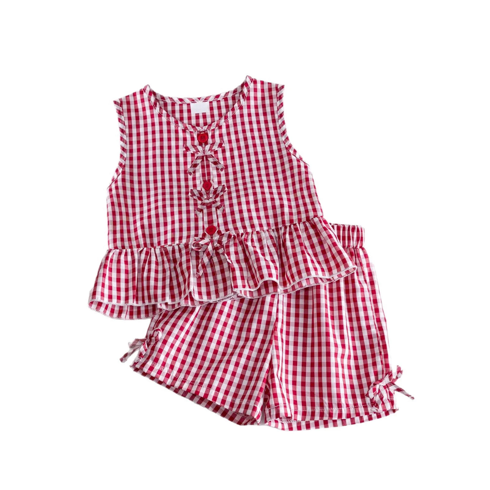 sususu Toddler Girls Outfits 2 piece Plaid Print Vest Top and Bow Shorts Casual Summer Outfit Set... | Walmart (US)