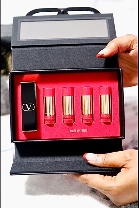 This Valentino lipstick set contains different shades like the classic reds and finishes from matte to satin. Appropriate to wear from day to night according to the occasion  

#LTKbeauty #LTKstyletip