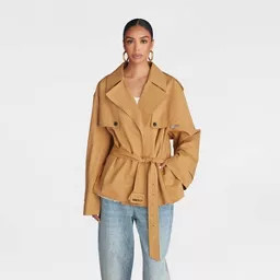KBB by KAHLANA Women's 'The Belted Cropped Trench Jacket' - Light Brown S | Target
