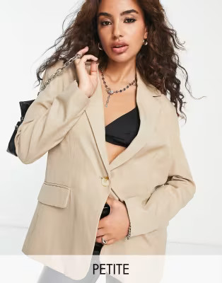 Bershka Petite oversized blazer in Camel | ASOS (Global)