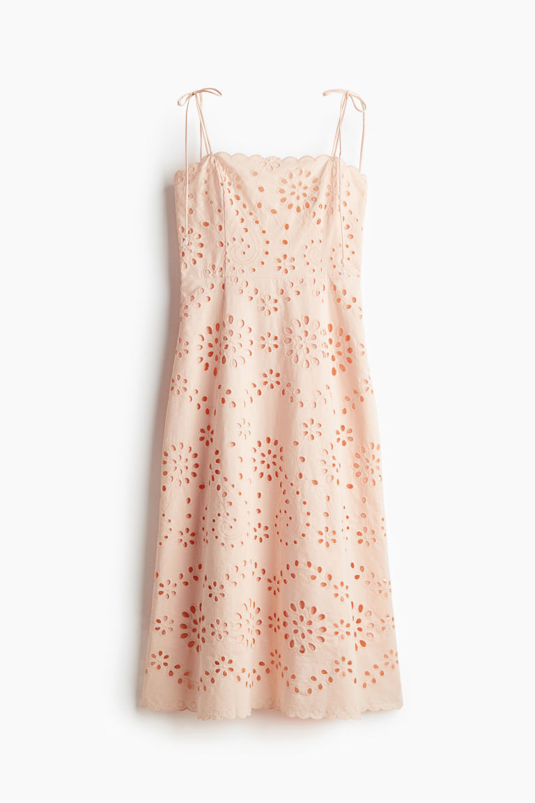 Eyelet Embroidered Tie-Shoulder-Strap Dress | H&M (US + CA)