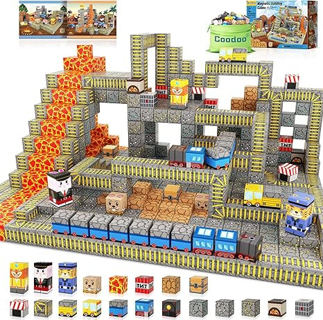 Coodoo Magnetic Blocks - Build Mine Magnet World Mine Train Track Set, Magnetic Building Blocks T... | Amazon (US)