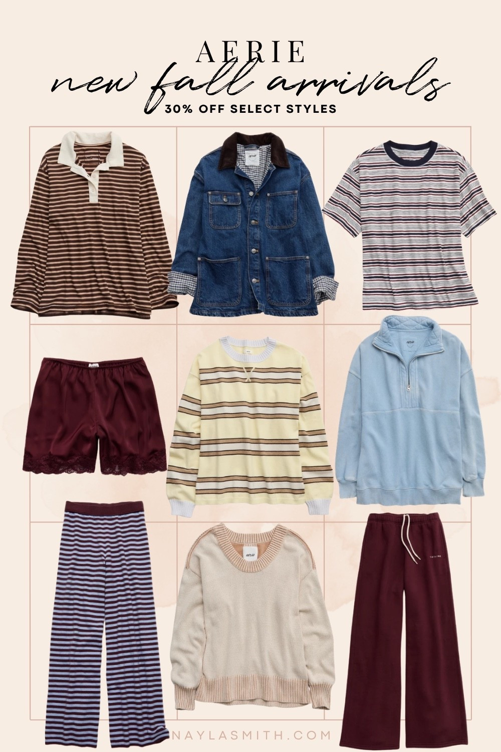 Aerie new fall arrivals!! Striped sweaters, matching sets, denim barn jacket, polo shirt, satin shorts, sweatpants

#LTKsale #LTKfall