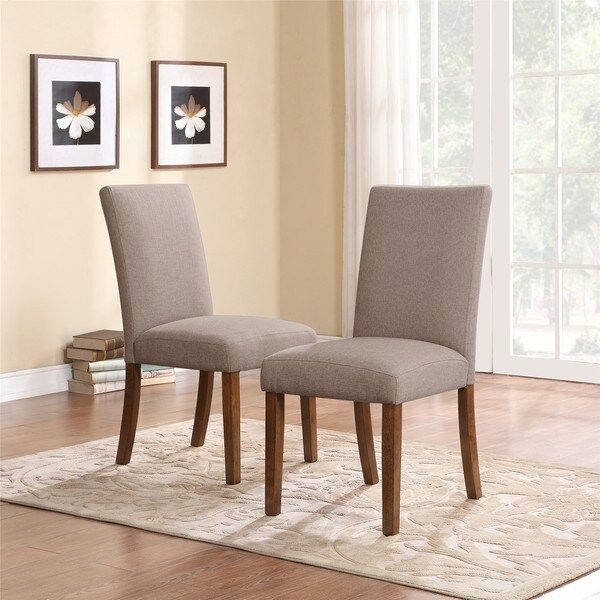 Dorel Living Taupe Linen Parsons Chairs (Set of 2) | Bed Bath & Beyond