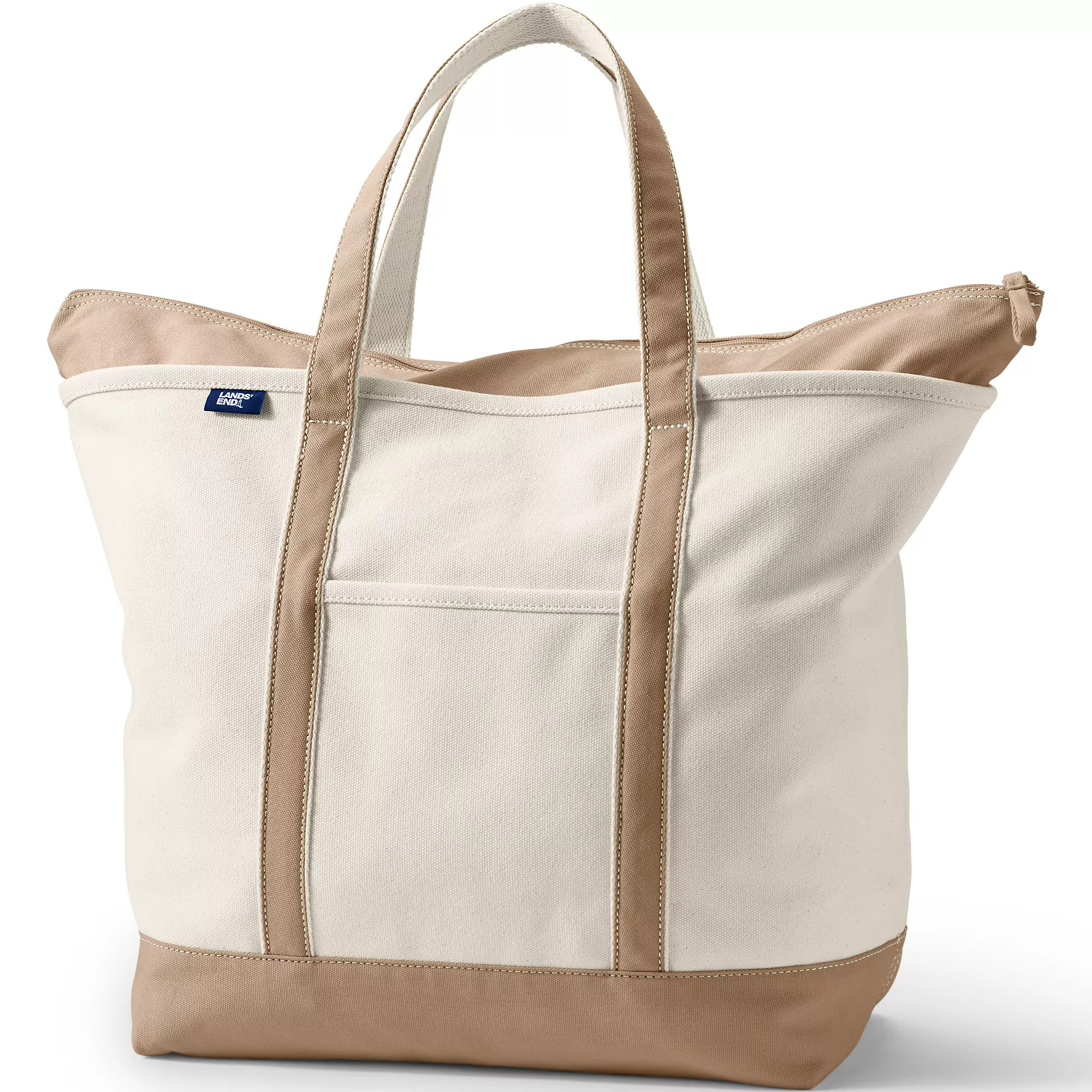 Extra Large 5 Pocket Zip Top Canvas Tote Bag | Lands' End (US)