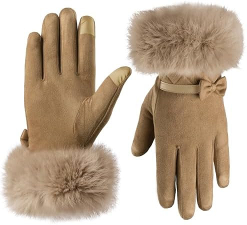 Hysenm Women Winter Gloves With Touch Screen Fingers Warm Suede Gloves Texting Thermal Windproof ... | Amazon (US)