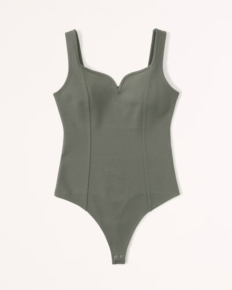 Ponte Corset Sweetheart Bodysuit Olive Bodysuit Bodysuits Summer Outfits Affordable Fashion | Abercrombie & Fitch (US)