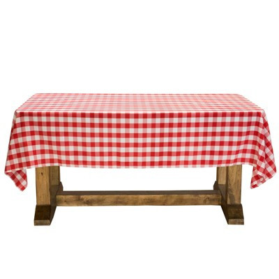 Lann's Linens Rectangular Polyester Fabric Checkered Tablecloth - Gingham Pattern for Picnic, Banquet, Restaurant - 60 x 126 Inch - Red and White | Target