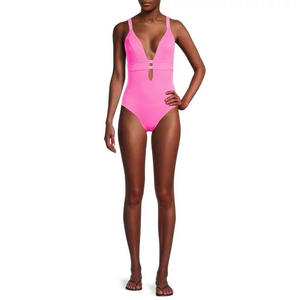 YMI Women’s Ribbed Double Strap One Piece Swimsuit - Walmart.com | Walmart (US)