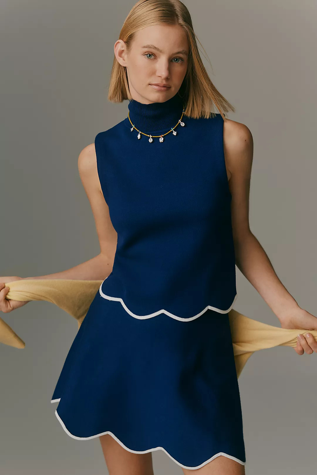 Maeve Scalloped-Hem Sweater Mini Skirt | Anthropologie (US)