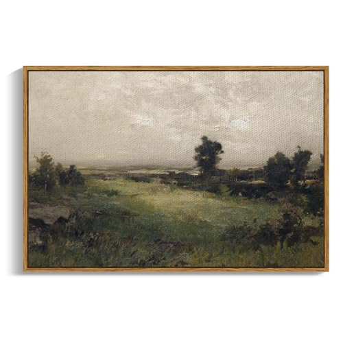 InSimSea Framed Canvas Wall Art Vintage Decor, Framed Vintage Landscape Canvas Wall Art, Wild Field Oil Painting Prints, Cottagecore Bedroom Bathroom Office Decor, 24"x36" | Amazon (US)