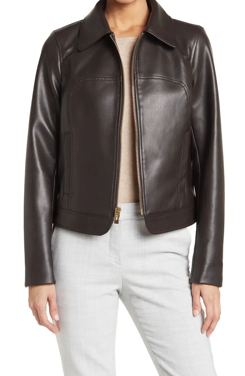 Via Spiga Zip Front Faux Leather Jacket | Nordstromrack | Nordstrom Rack