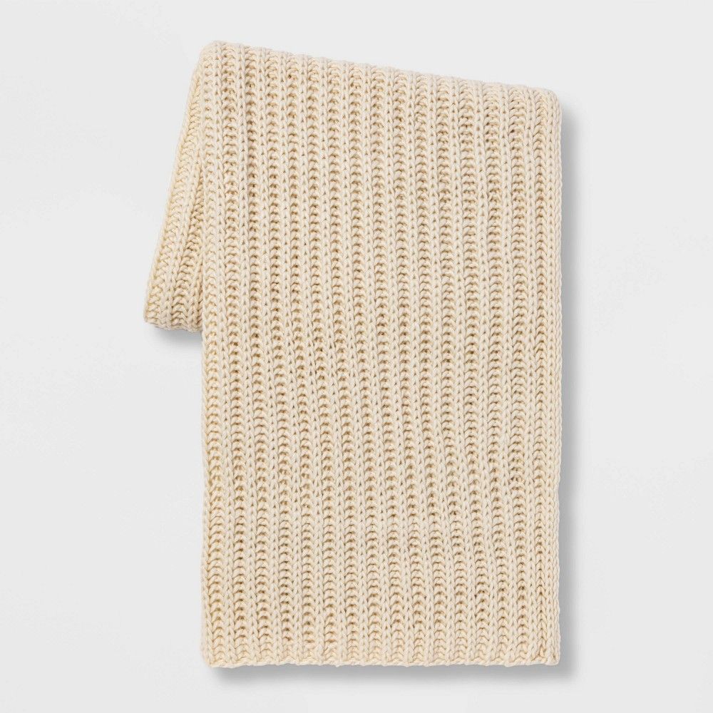 Chunky Knit Throw Blanket Neutral - Threshold | Target