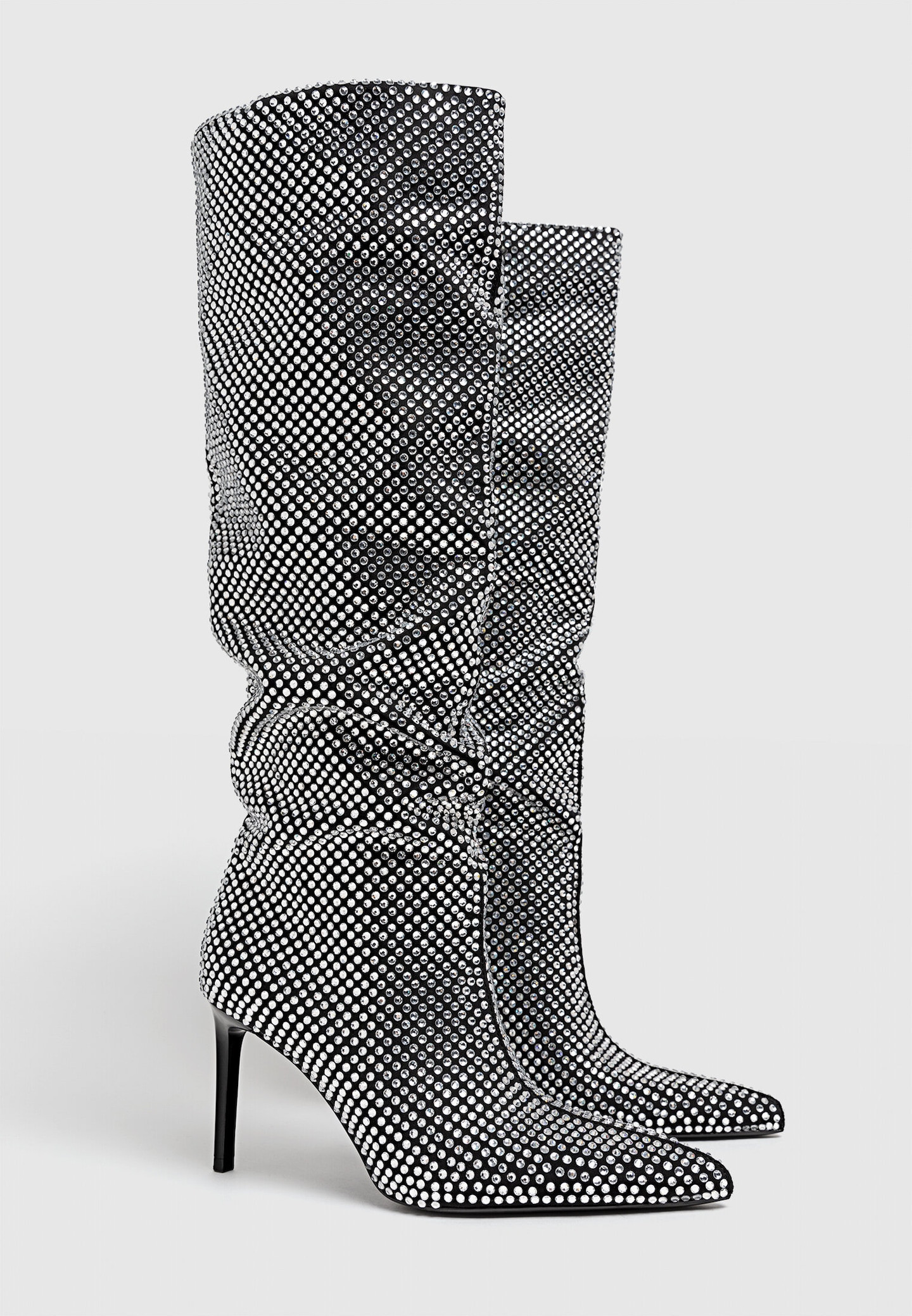 High-heel boots with rhinestones | Stradivarius (UK)