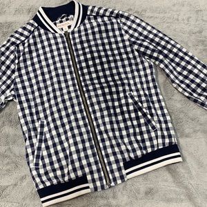 Navy gingham bomber jacket | Poshmark