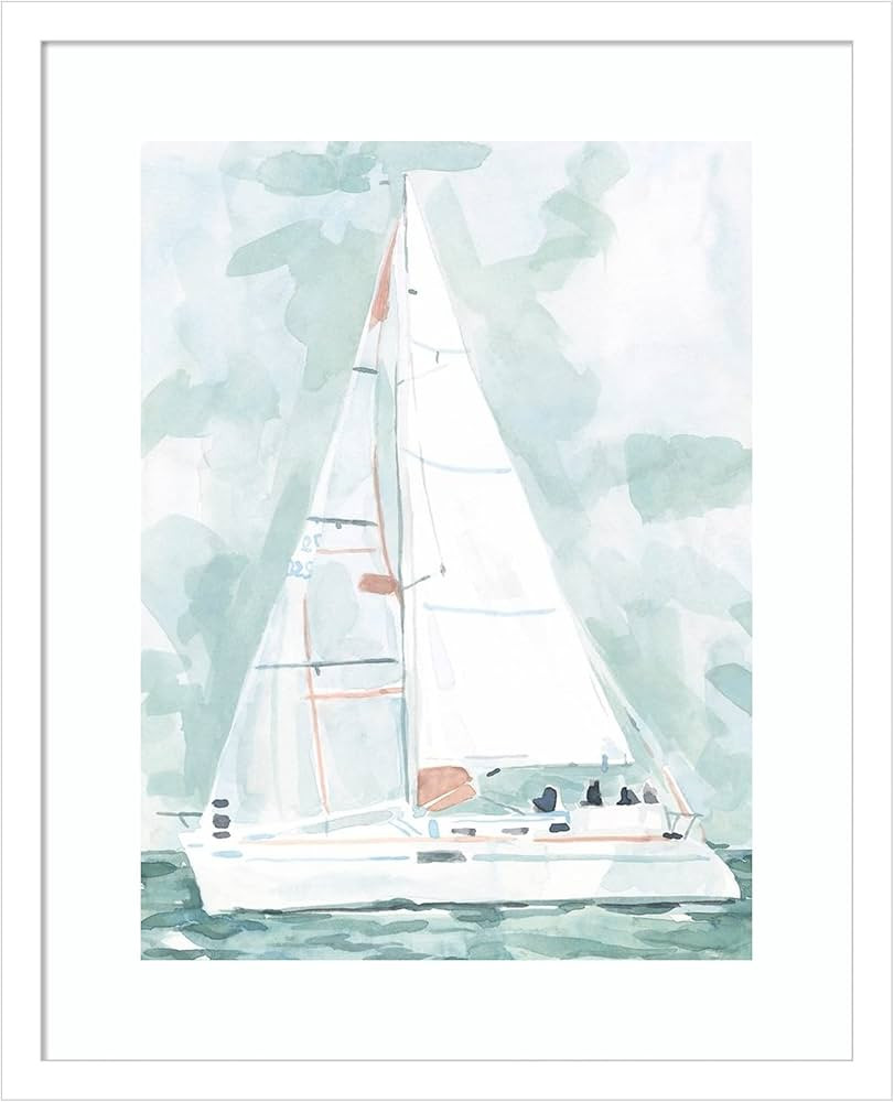 Amanti Art Framed Wall Art Print (17x21) Soft Sailboat II by Emma Scarvey Framed Poster for Wall ... | Amazon (US)
