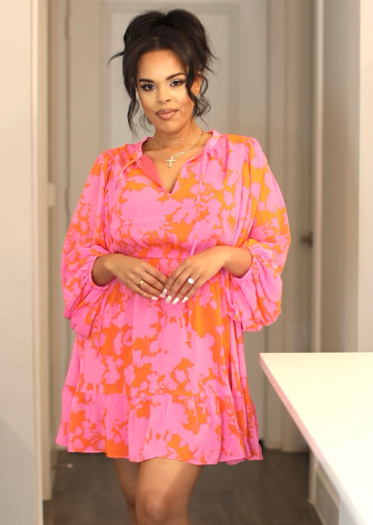 Love this bold neon pink dress! Paired with my new layered cross necklace 

#LTKstyletip #LTKFind #LTKunder50