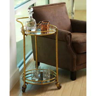 Abbyson Marriot 2-tier Cylinder Bar Cart (Gold) | Bed Bath & Beyond