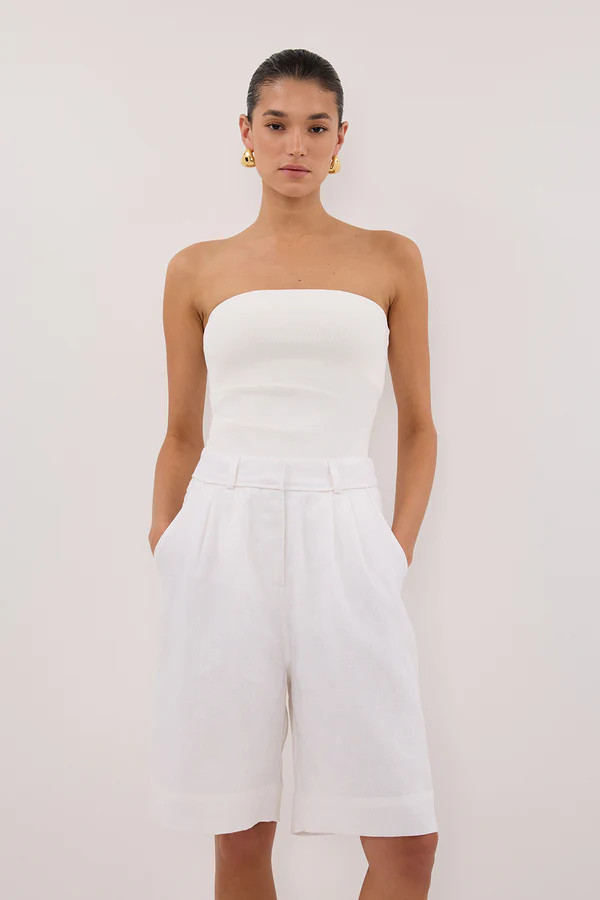 KAYLA WHITE LINEN BERMUDA SHORT | DISSH