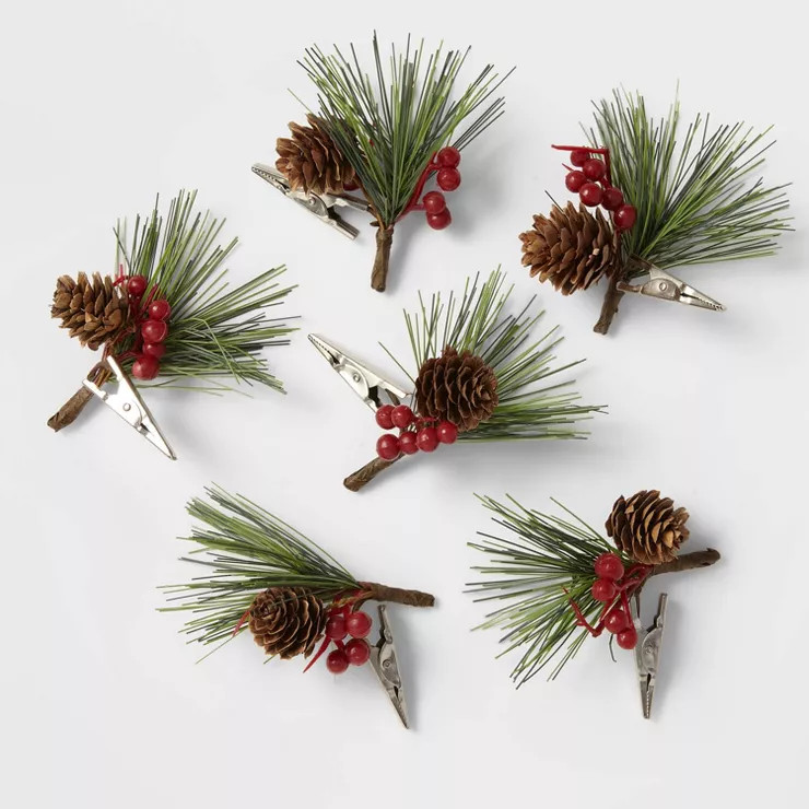 6ct Pine & Berries Clips - Wondershop™ | Target