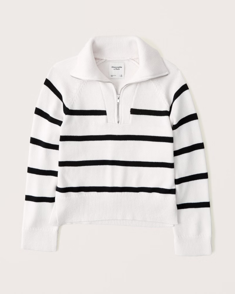 Women's Striped Half-Zip Sweater | Women's Tops | Abercrombie.com | Abercrombie & Fitch (US)