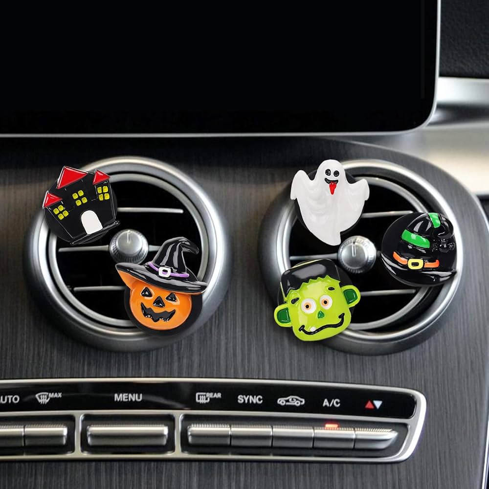 Whaline 5 Pieces Halloween Car Air Vent Clips Cute Pumpkin Ghost Witch Hat Cars Air Freshener Cha... | Amazon (US)