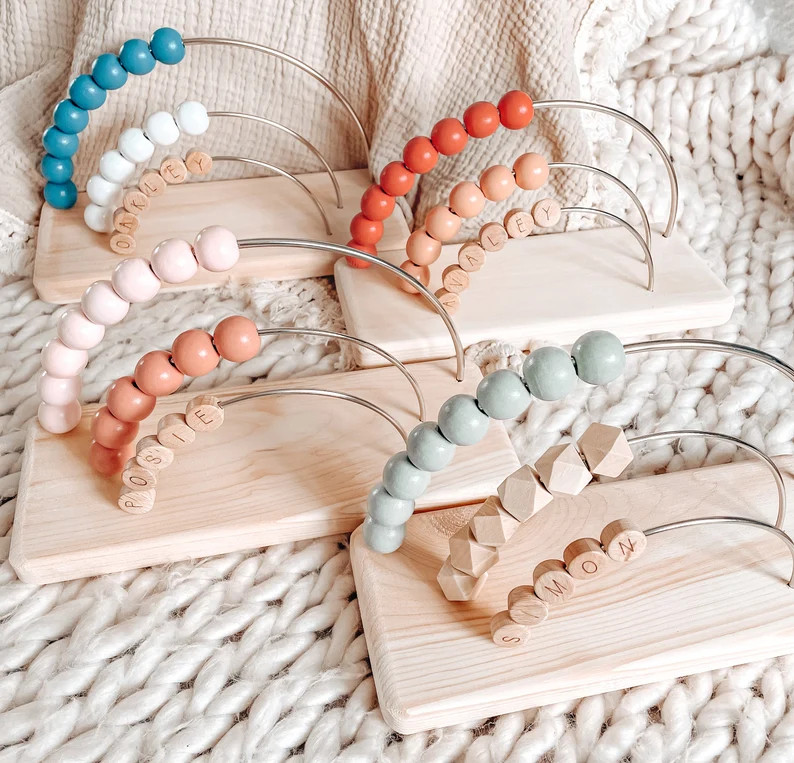PERSONALIZED Rainbow Abacus, Nursery Decor- Bohemian, Rainbow Abacus, Wooden Learning, Montessori... | Etsy (US)
