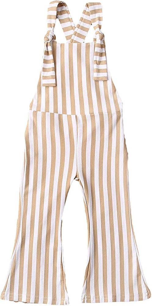 Toddler Kids Baby Girl Stripes Bell-Bottom Jumpsuit Romper Overalls Pants Outfits | Amazon (US)