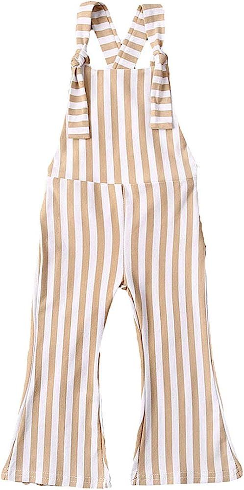 ZAXARRA Toddler Kids Baby Girl Stripes Bell-Bottom Jumpsuit Romper Overalls Pants Outfits | Amazon (US)