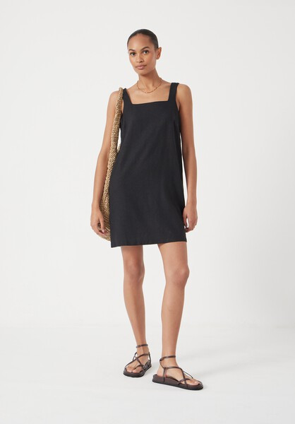 Square Neck Linen Blend Mini Dress | Hush UK