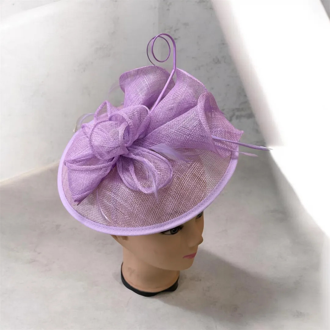 Lilac Purple Feather Fascinator Round design Handmade Wedding Ascot Headband Clip, Derby Hat | Etsy (Global)