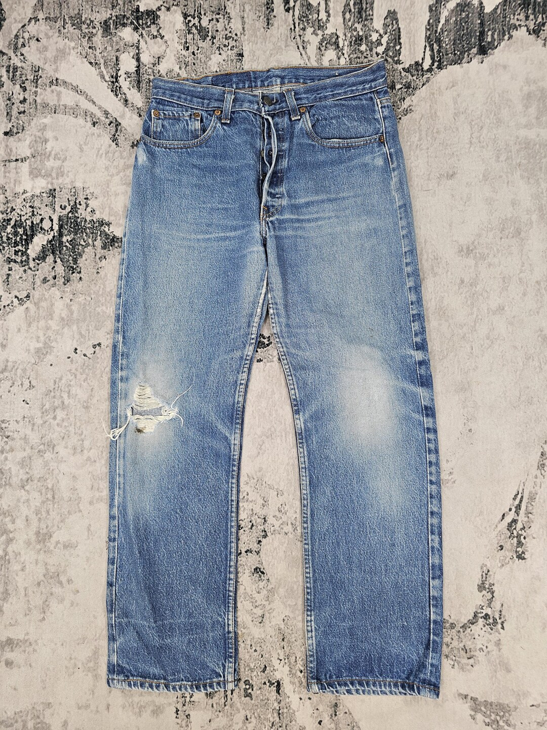 Vintage 80's LEVIS 501 Ripped Distressed Cropped Jeans Levis 501 Medium Wash Jeans Levis 501 Made... | Etsy (US)