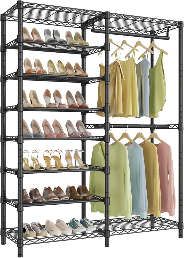 VIPEK S2 Heavy Duty Clothes Rack with Shoe Shelves Freestanding Clothing Rack with 8-Tier Shoe Ra... | Amazon (US)