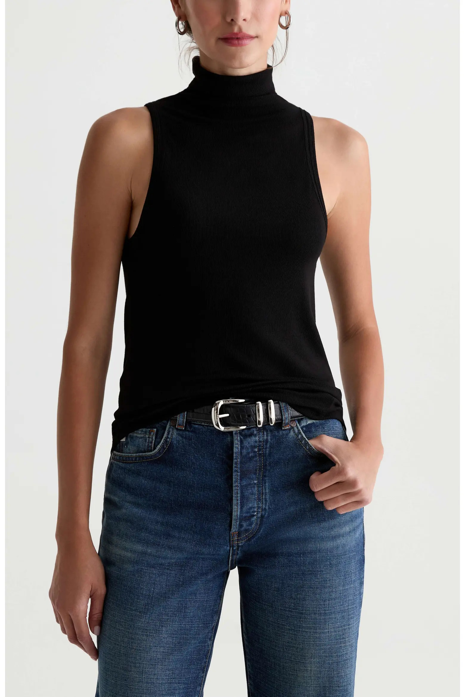 AG Faey Mock Neck Ribbed Tank (Women) | Nordstrom | Nordstrom