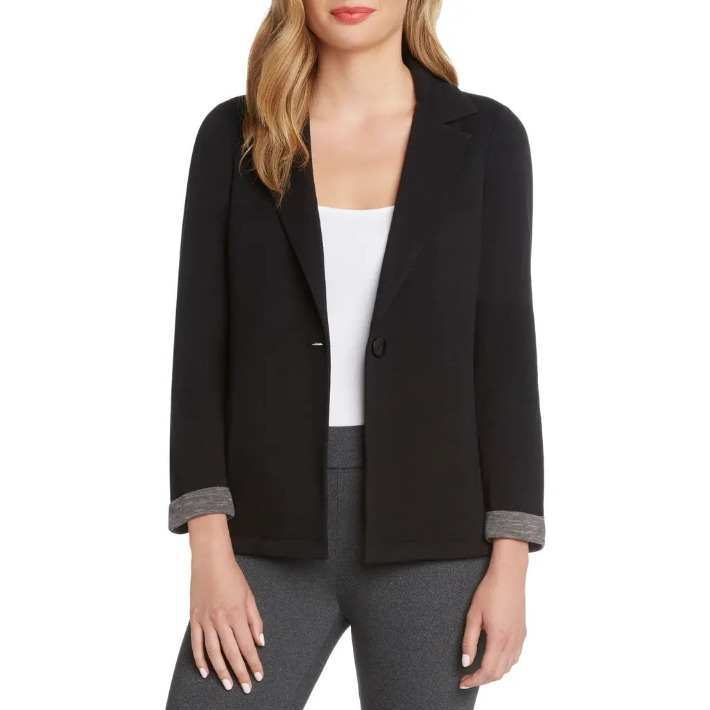 matty m. Notched Collar Knit Blazer in Black at Nordstrom Rack, Size X-Small | Nordstrom Rack