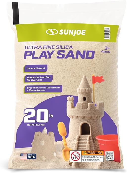 Sun Joe Silica Play Sand for Sandbox, Sensory Table & Garden Spaces, Ultra Fine, 20 Lb Bag - Indo... | Amazon (US)