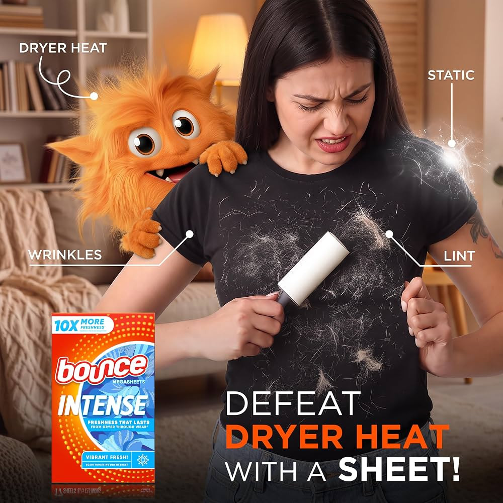 Bounce Intense Dryer Sheets, Vibrant Fresh, 60 Count, Scent Boosting Dryer Sheet | Amazon (US)