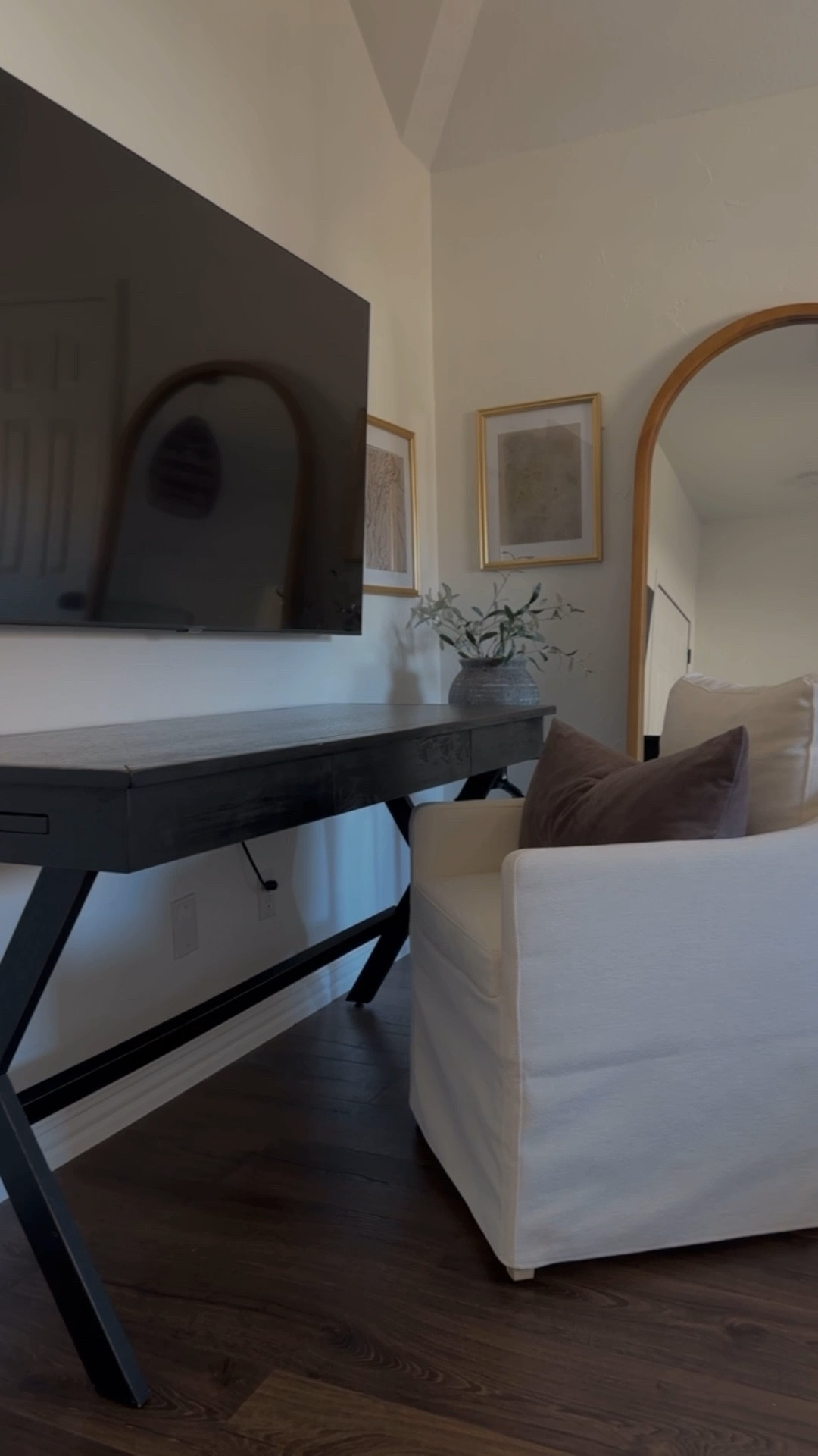 The beginning of our guest room/office combo makeover!! 

Black desk, cream desk chair, upholstered chair, campaign desk, world market 

#LTKHome